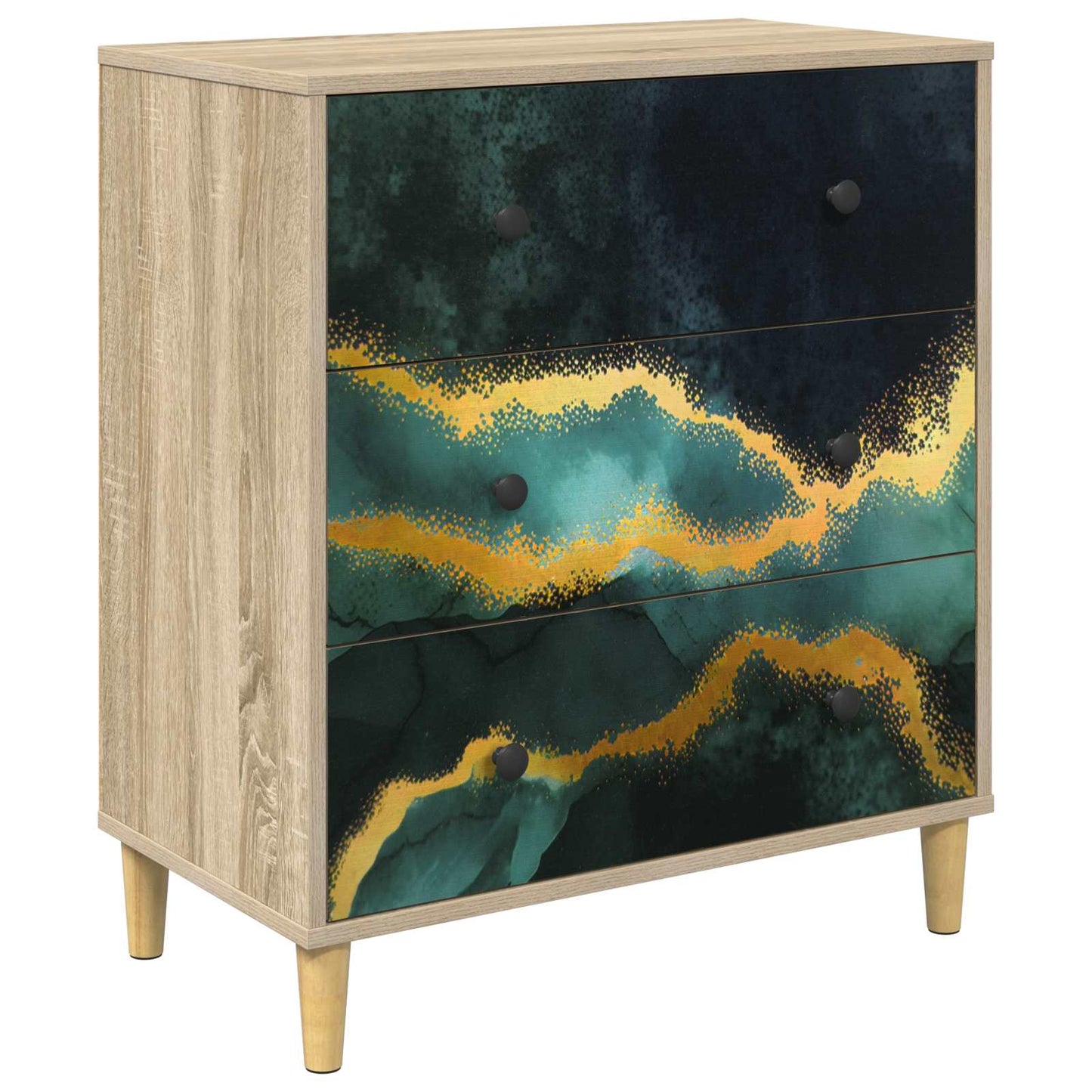 Cassettiera WIJHE Stampa in marmo turchese 66 x 36,5 x 75 cm