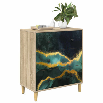 Cassettiera WIJHE Stampa in marmo turchese 66 x 36,5 x 75 cm