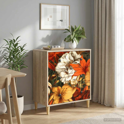 Cassettiera GENNEP stampa a gigli 66 x 36,5 x 75 cm Sonoma | homemem39