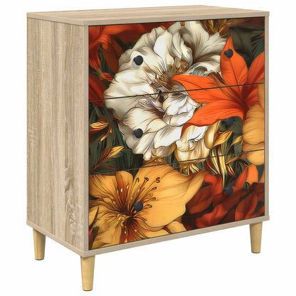 Cassettiera GENNEP stampa a gigli 66 x 36,5 x 75 cm Sonoma | homemem39