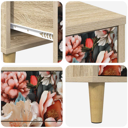 Cassettiera BORNE Stampa di peonia chiara 66 x 36,5 x 75 cm
