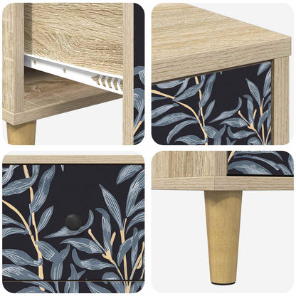 Cassettiera DOKKUM Stampa blu di felce 66 x 36,5 x 75 cm Sonoma | homemem39