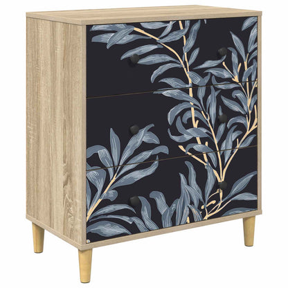 Cassettiera DOKKUM Stampa blu di felce 66 x 36,5 x 75 cm Sonoma