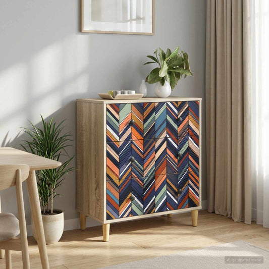 Cassettiera OMMEN Stampa geometrica 66 x 36,5 x 75 cm Sonoma