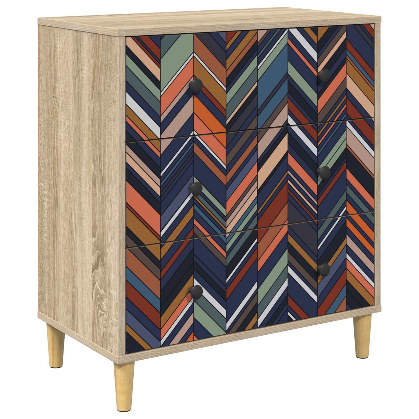 Cassettiera OMMEN Stampa geometrica 66 x 36,5 x 75 cm Sonoma