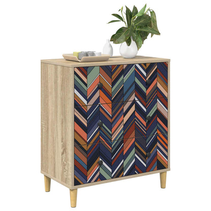 Cassettiera OMMEN Stampa geometrica 66 x 36,5 x 75 cm Sonoma