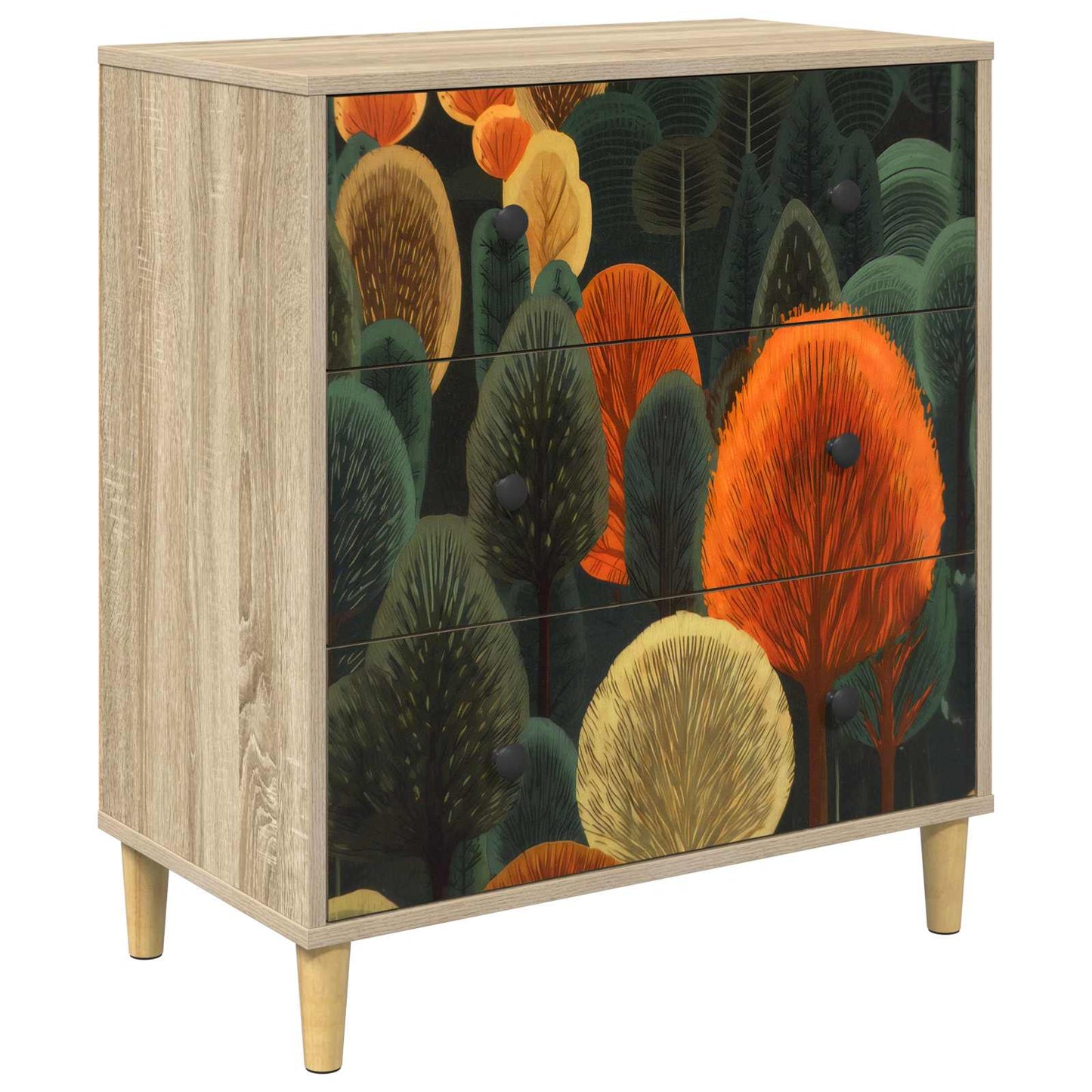 Cassettiera ZAANDAM Stampa boschiva 66 x 36,5 x 75 cm Sonoma