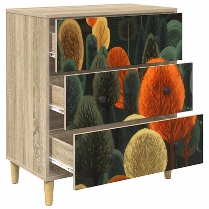 Cassettiera ZAANDAM Stampa boschiva 66 x 36,5 x 75 cm Sonoma