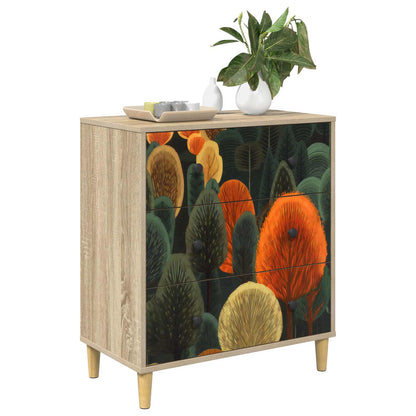 Cassettiera ZAANDAM Stampa boschiva 66 x 36,5 x 75 cm Sonoma