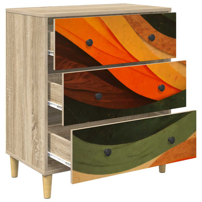 Cassettiera BONN Stampa retro wave 66 x 36,5 x 75 cm Sonoma