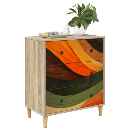 Cassettiera BONN Stampa retro wave 66 x 36,5 x 75 cm Sonoma