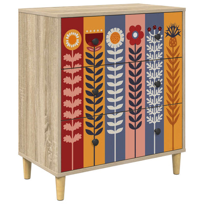 Cassettiera ESSEN Stampa di girasoli 66 x 36,5 x 75 cm Sonoma