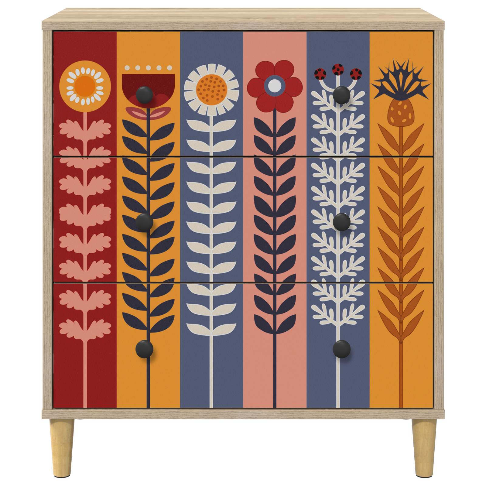 Cassettiera ESSEN Stampa di girasoli 66 x 36,5 x 75 cm Sonoma | homemem39
