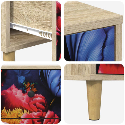 Cassettiera KIEL Stampa di peonia scura 66 x 36,5 x 75 cm | homemem39