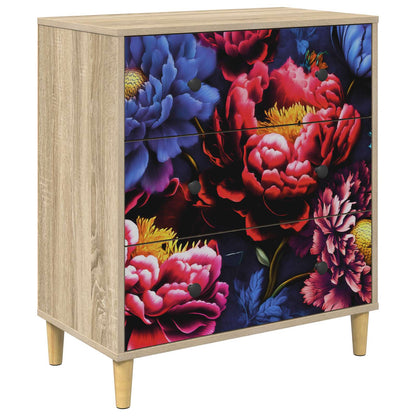 Cassettiera KIEL Stampa di peonia scura 66 x 36,5 x 75 cm