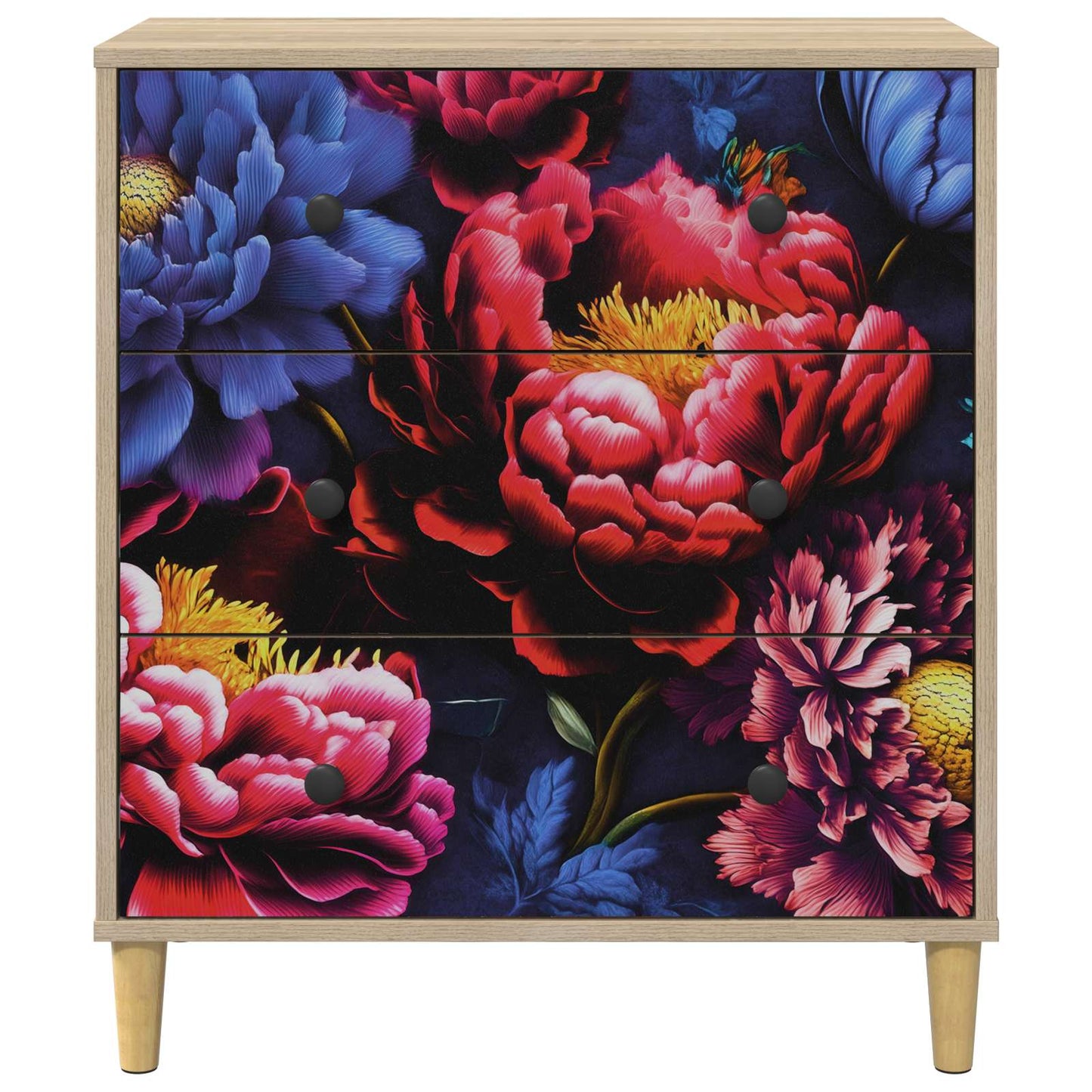 Cassettiera KIEL Stampa di peonia scura 66 x 36,5 x 75 cm