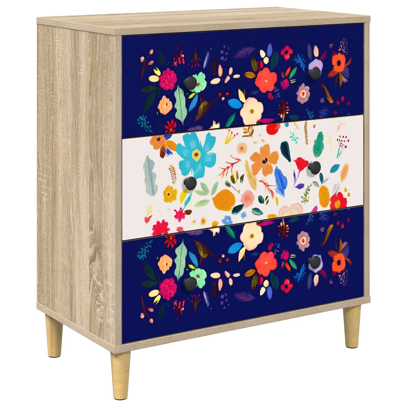 Cassettiera MAINZ Stampa floreale 66 x 36,5 x 75 cm Sonoma | homemem39