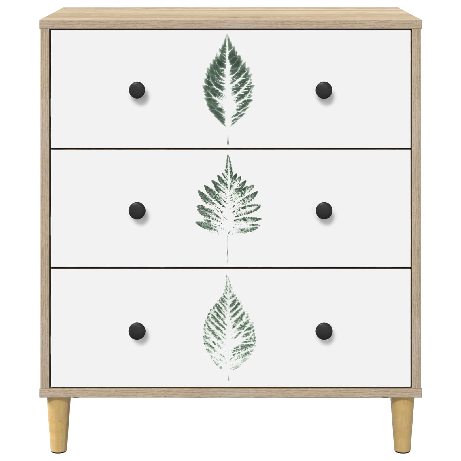 Cassettiera HANAU Stampa foglia verde 66 x 36,5 x 75 cm Sonoma | homemem39