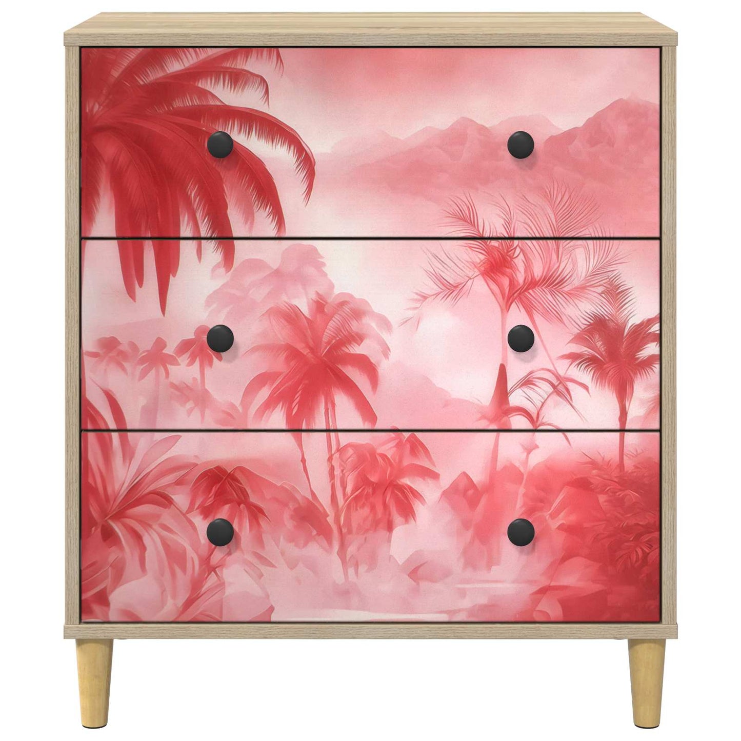 Cassettiera AACHEN Stampa di palme rosa 66 x 36,5 x 75 cm