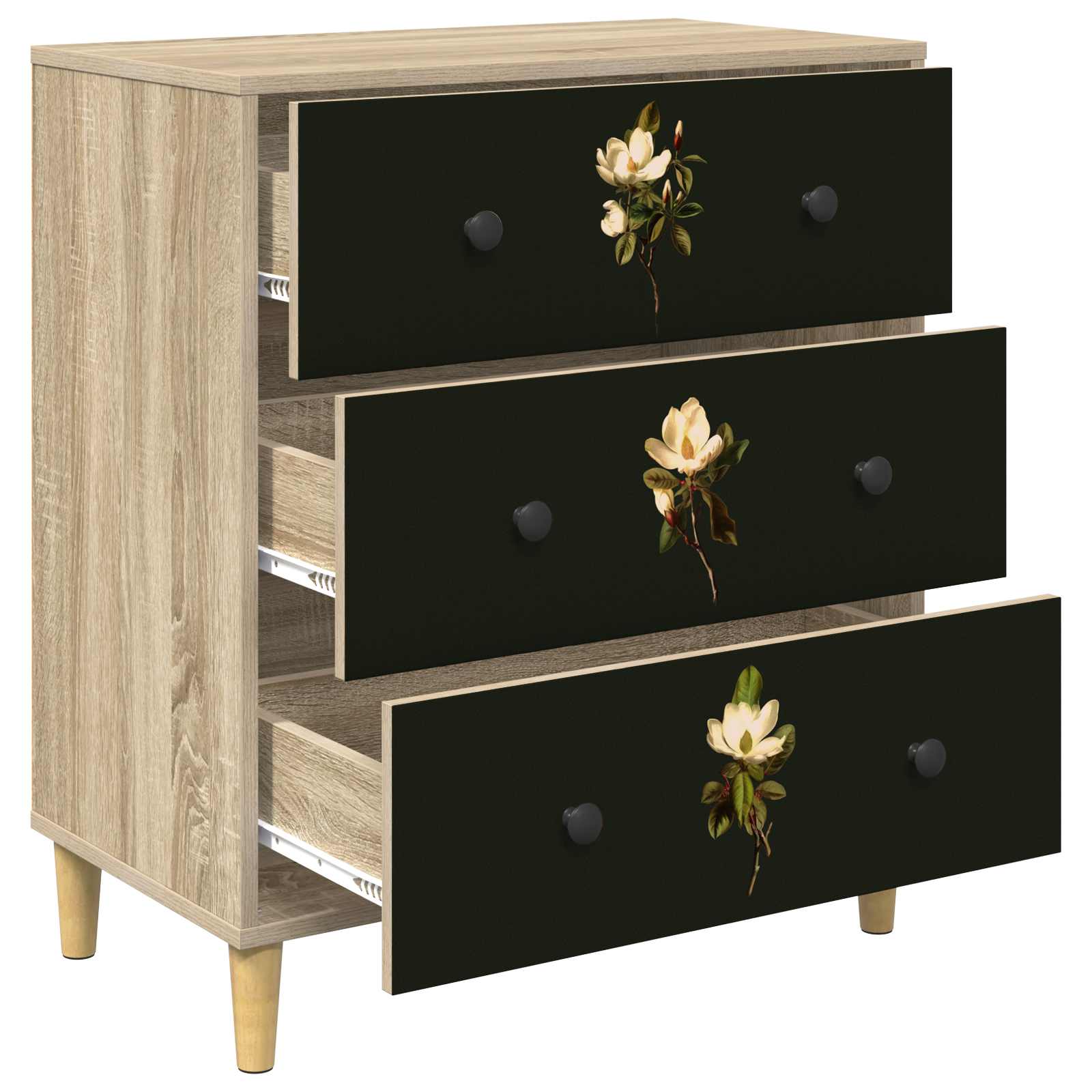 Cassettiera BREMEN Stampa di Magnolia 66 x 36,5 x 75 cm Sonoma | homemem39