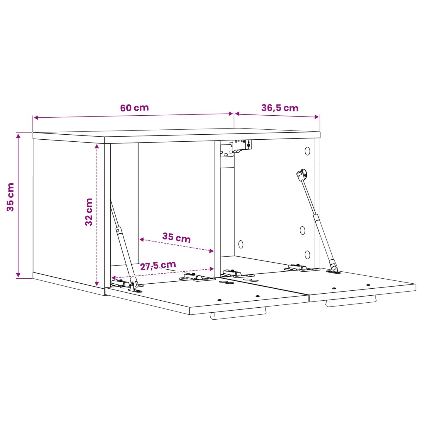 Armadietto a muro Legno antico 60 x 36,5 x 35 cm