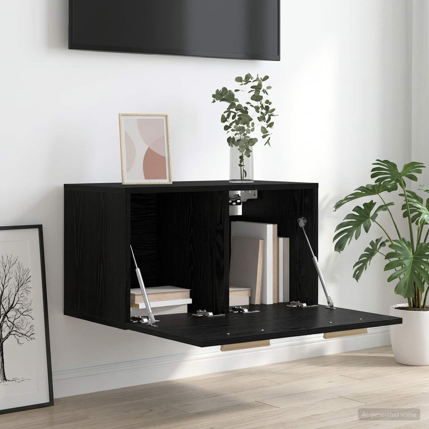 Armadietto a muro Rovere nero 60 x 36,5 x 35 cm