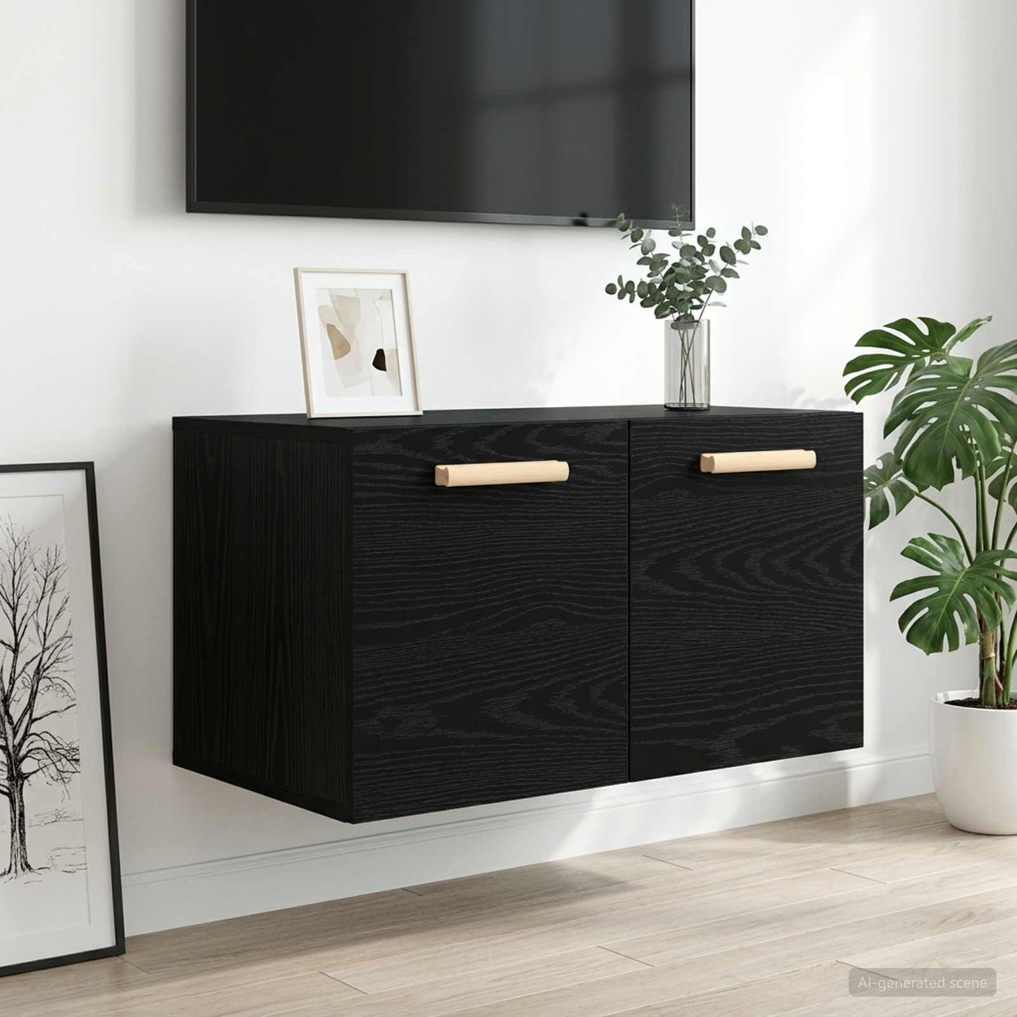 Armadietto a muro Rovere nero 60 x 36,5 x 35 cm