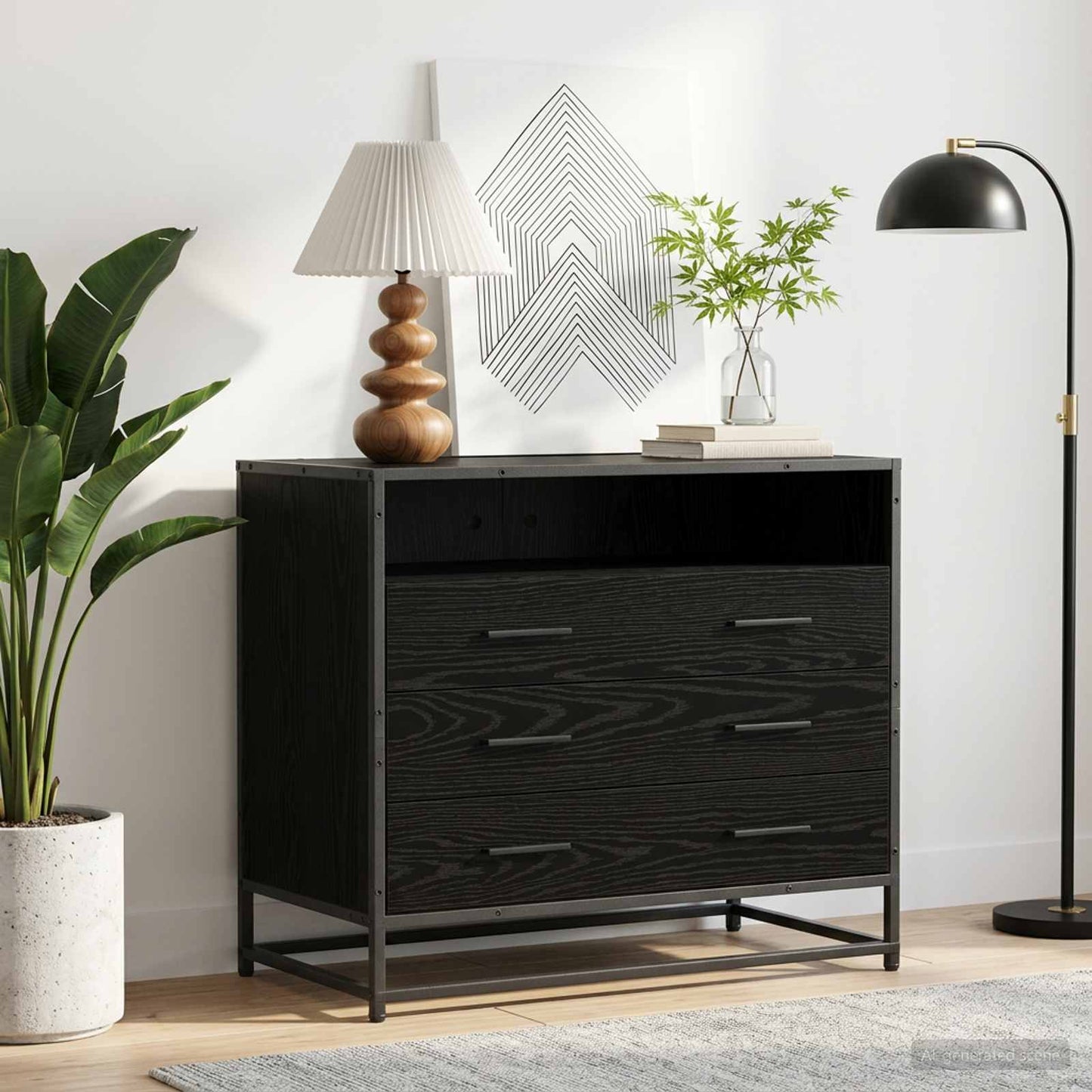 Mobile con Cassetti 3-Cassetto Rovere nero 70 x 41 x 70 cm