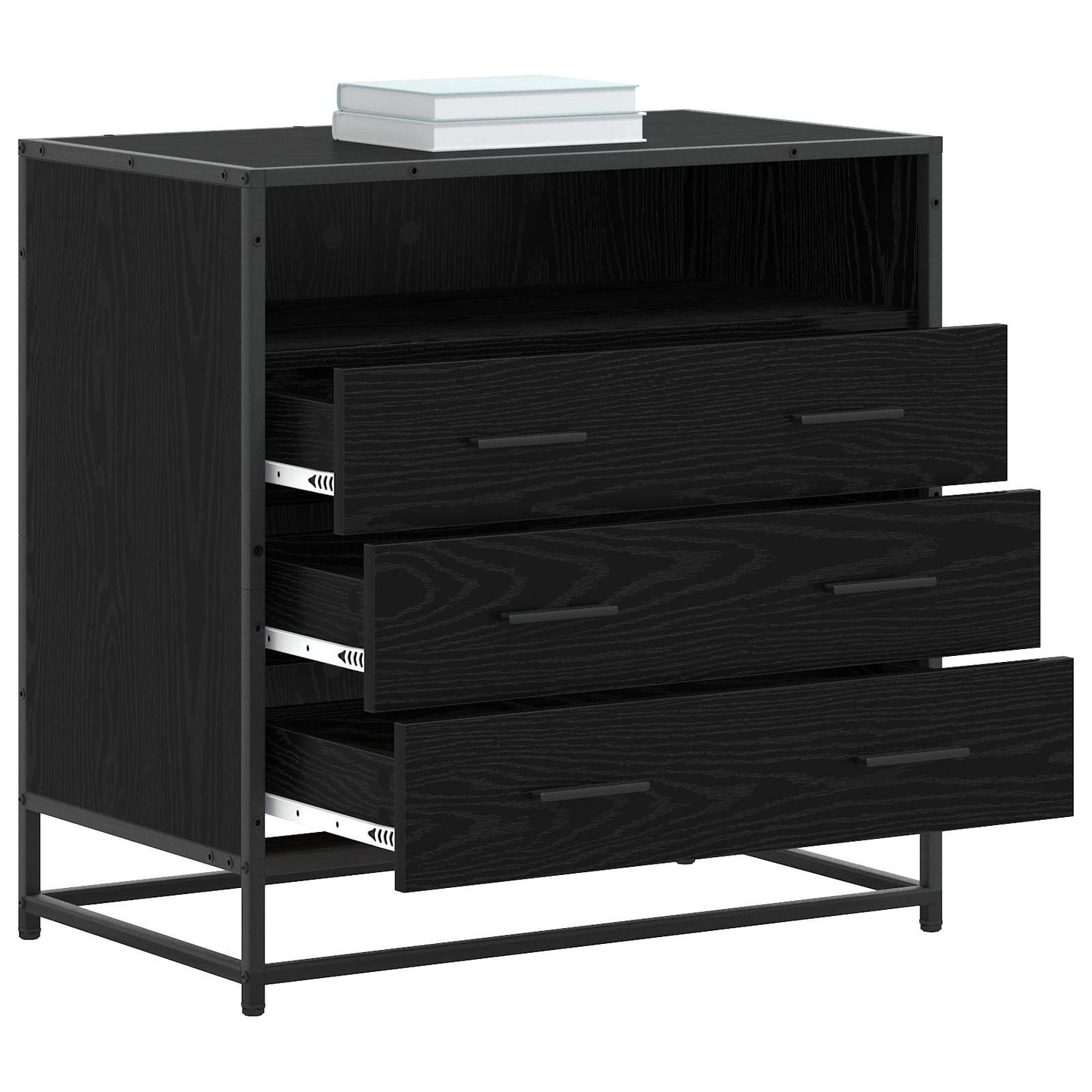 Mobile con Cassetti 3-Cassetto Rovere nero 70 x 41 x 70 cm