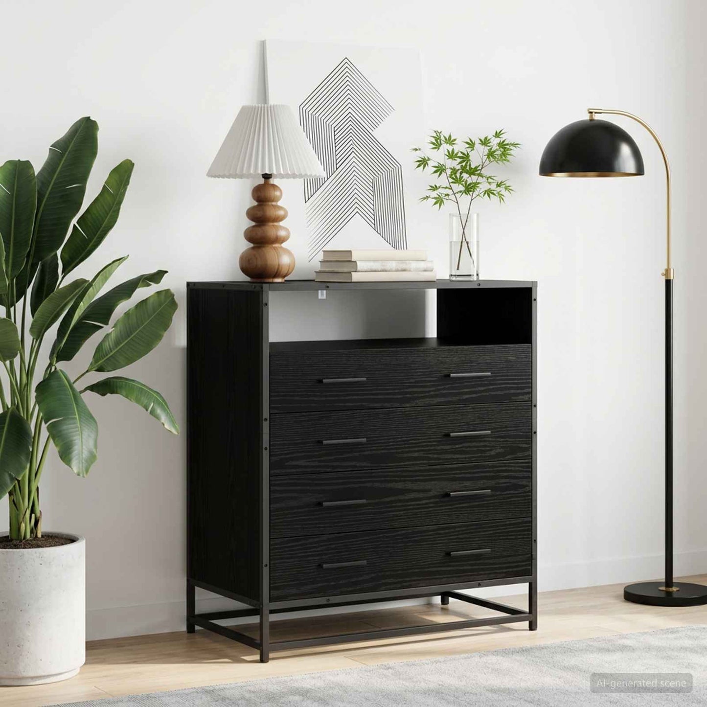 Mobile con Cassetti 4-Cassetto Rovere nero 70 x 41 x 83,5 cm