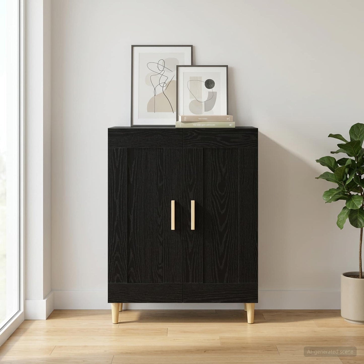 Credenza Rovere Nero 69,5 x 34 x 90 cm Legno ingegnerizzato