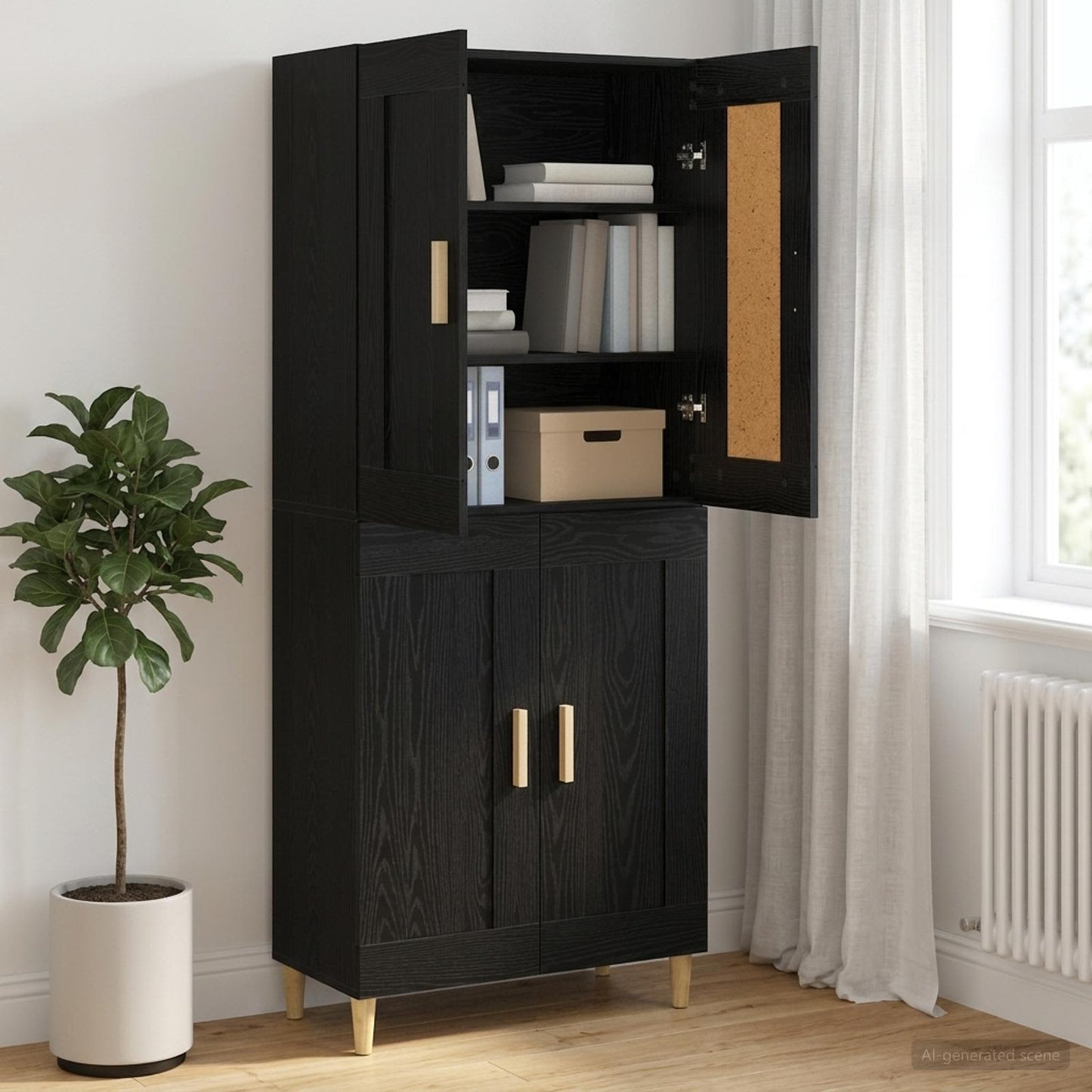Credenza Rovere Nero 69,5 x 34 x 90 cm Legno ingegnerizzato