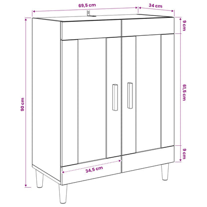 Credenza Rovere Nero 69,5 x 34 x 90 cm Legno ingegnerizzato