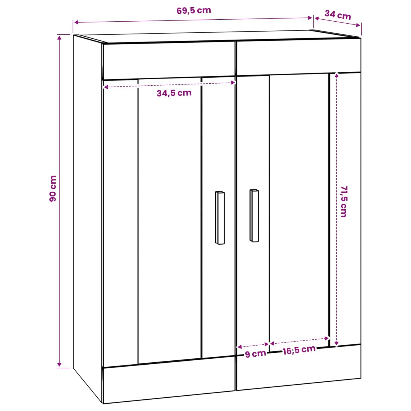 Armadietto a muro A parete Rovere artigianale 69,5 x 34 x 90 cm | homemem39