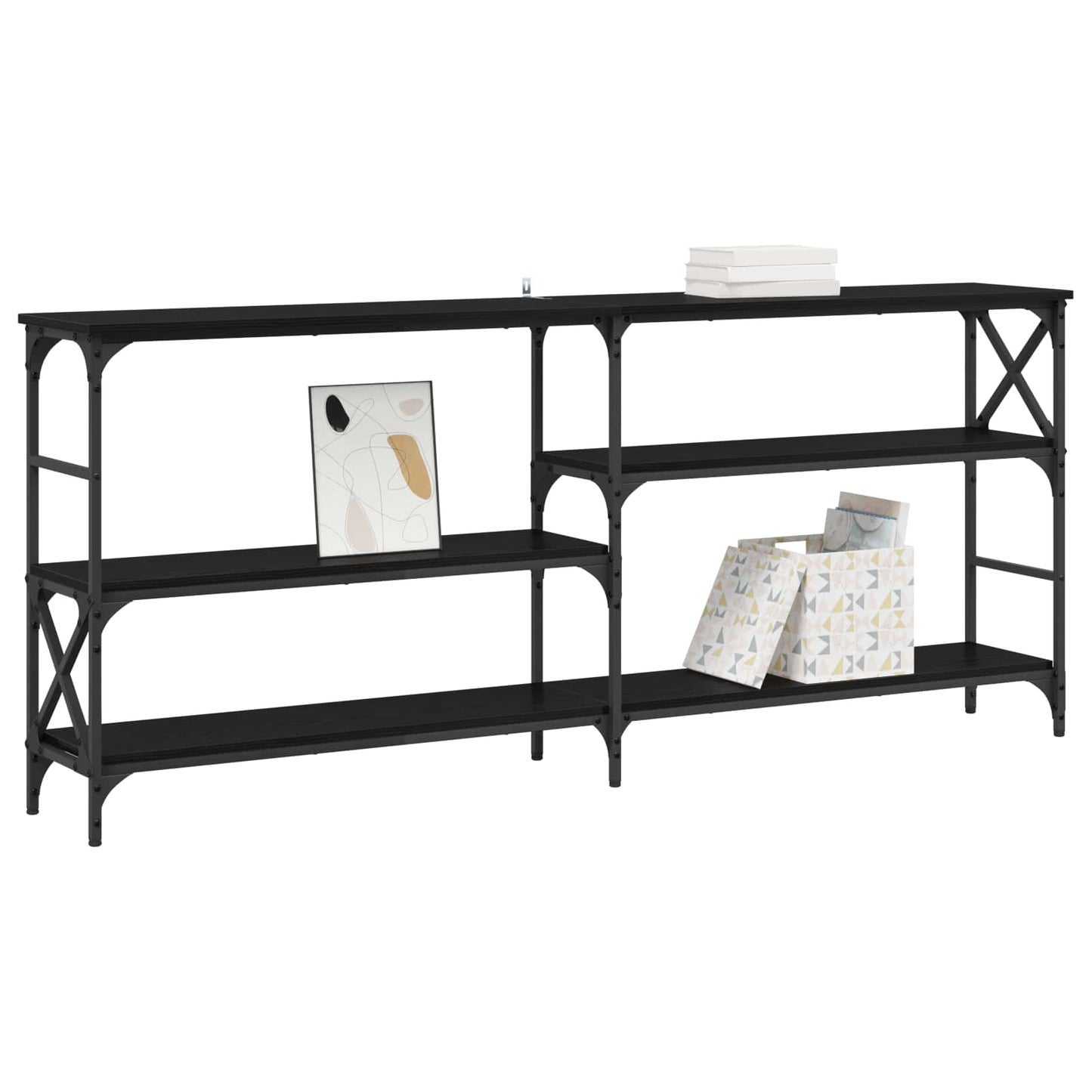 Tavolo consolle Rovere Nero 180 x 29 x 76,5 cm metallo PB - homemem39