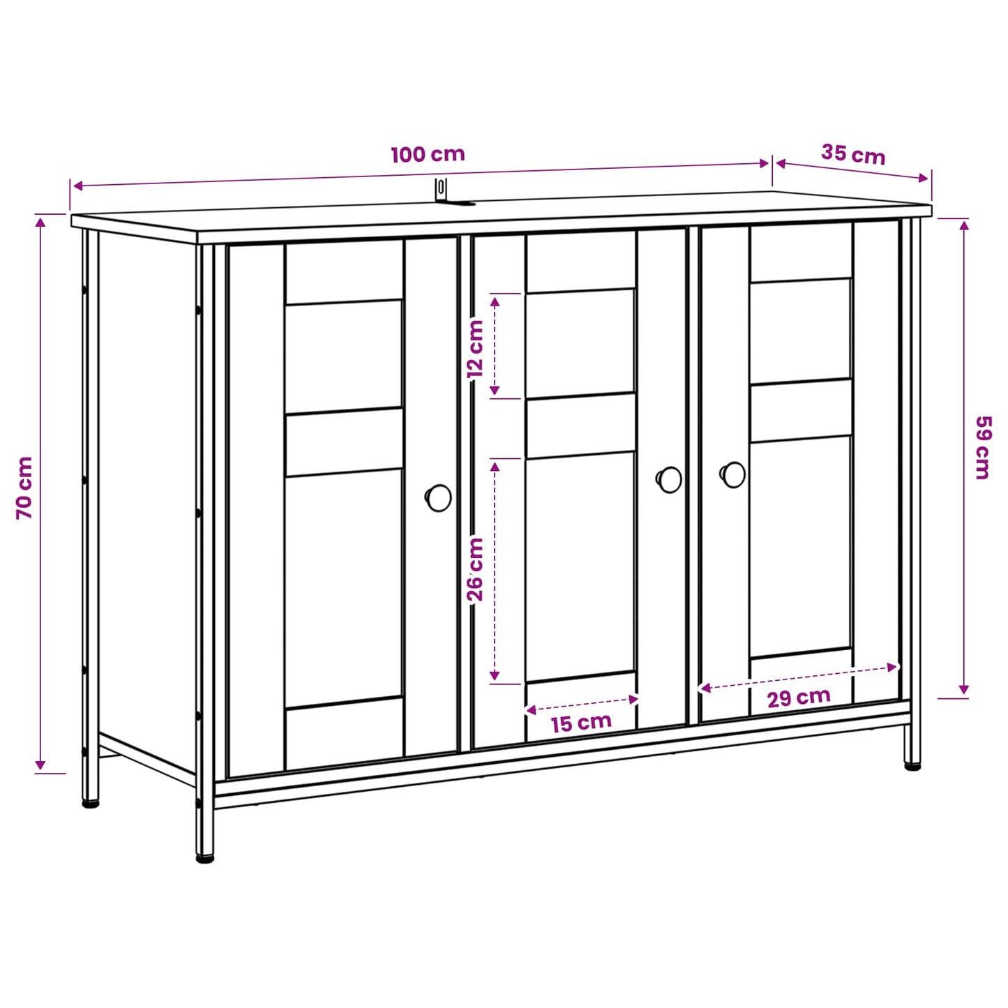 Credenza Legno antico 100 x 35 x 70 cm Legno ingegnerizzato