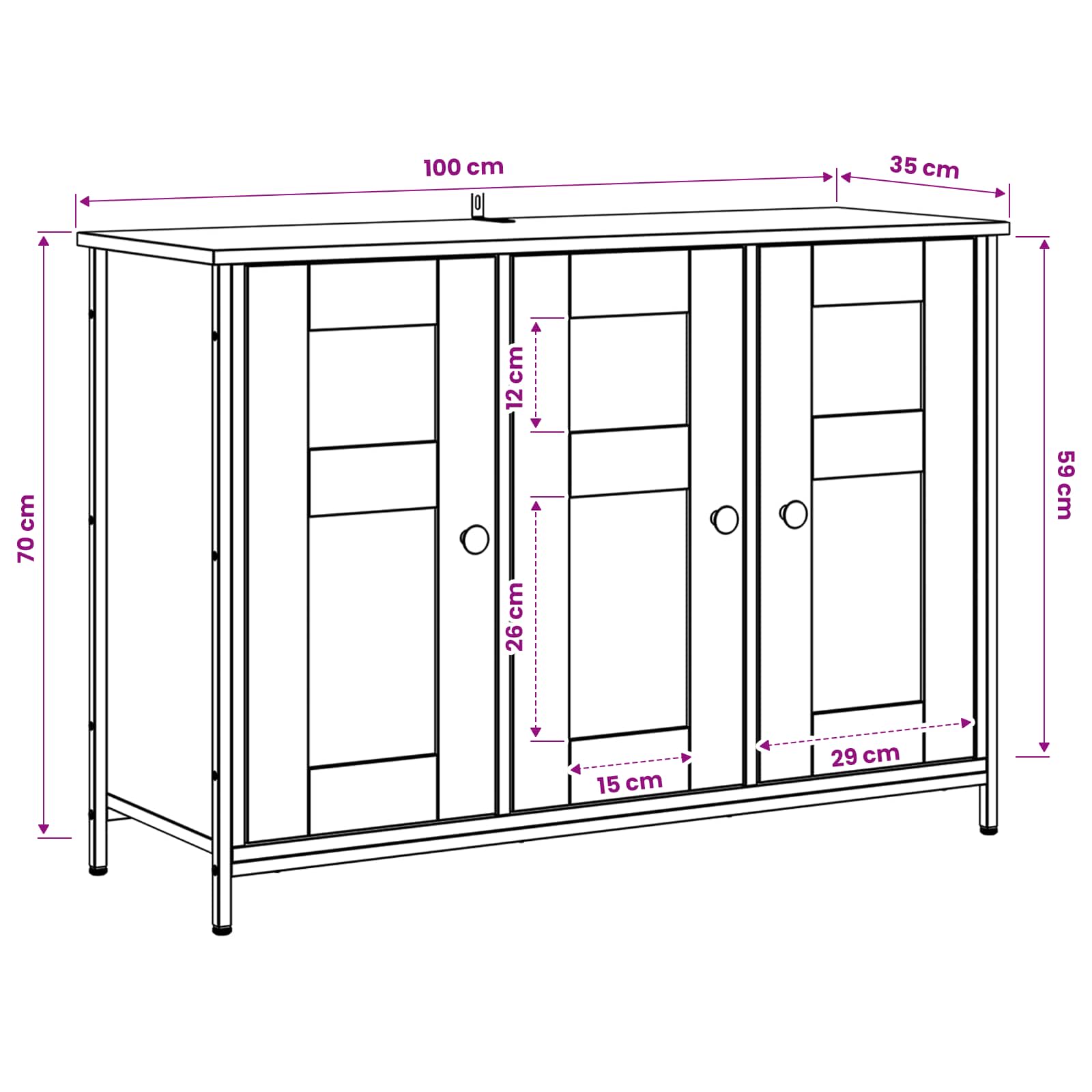 Credenza Rovere Nero 100 x 35 x 70 cm Legno ingegnerizzato | homemem39