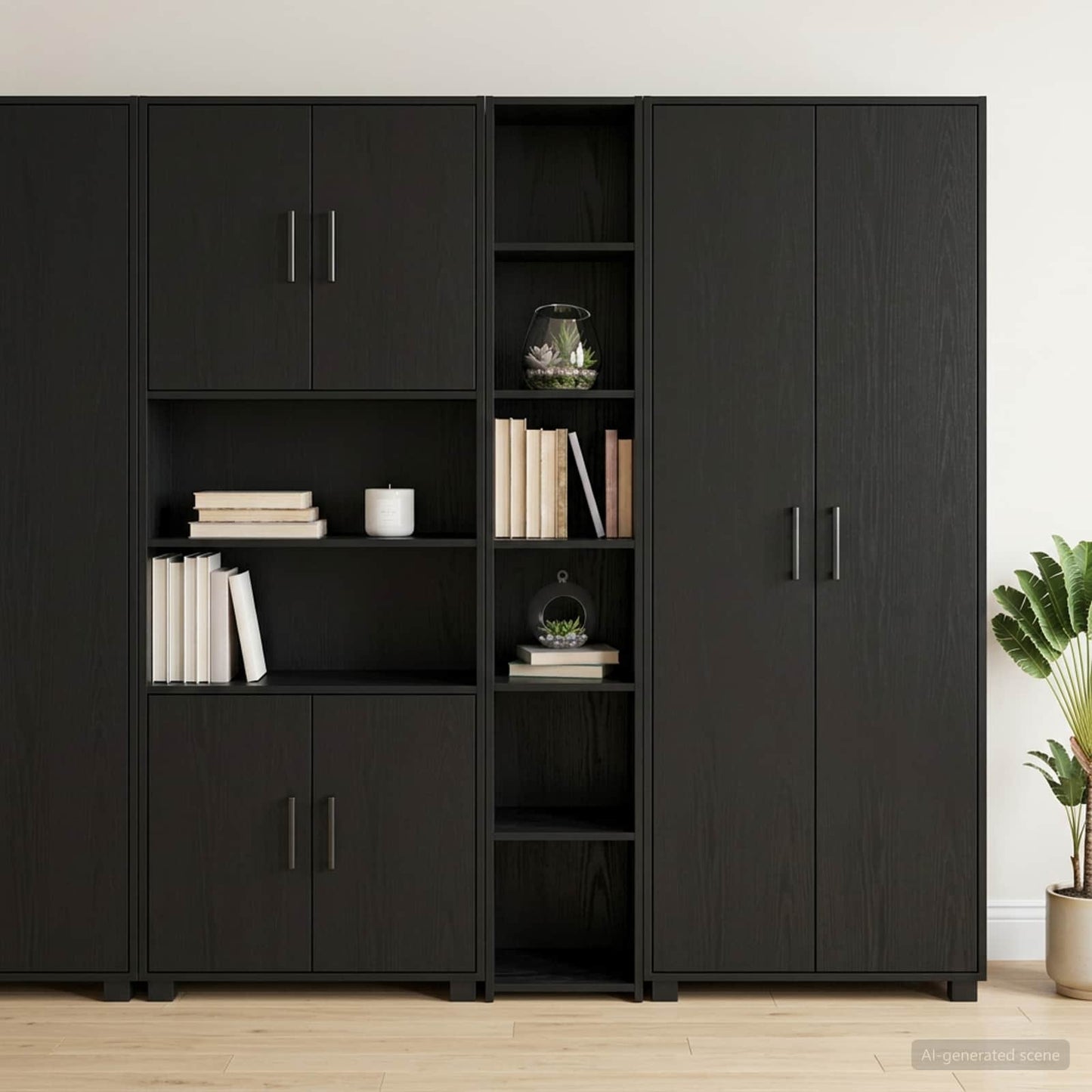 Credenza Rovere Nero 30 x 41 x 185 cm Legno ingegnerizzato