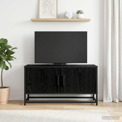 Mobile TV 80 x 34,5 x 40 cm Rovere Nero Legno ingegnerizzato