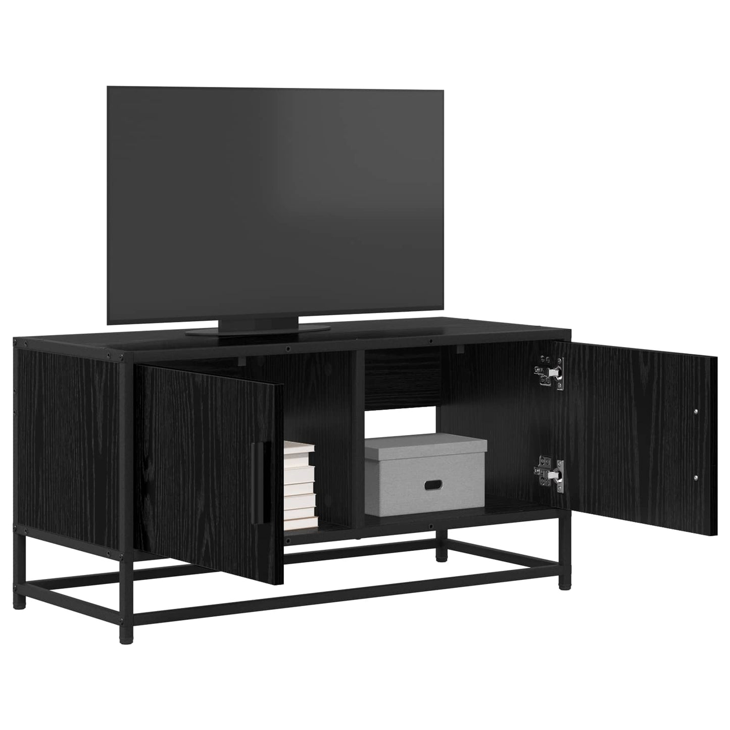 Mobile TV 80 x 34,5 x 40 cm Rovere Nero Legno ingegnerizzato