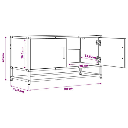 Mobile TV 80 x 34,5 x 40 cm Rovere Nero Legno ingegnerizzato
