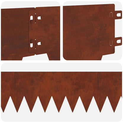 Bordura per Prato 30 pcs 103 x 15 cm metallo Ruggine | homemem39