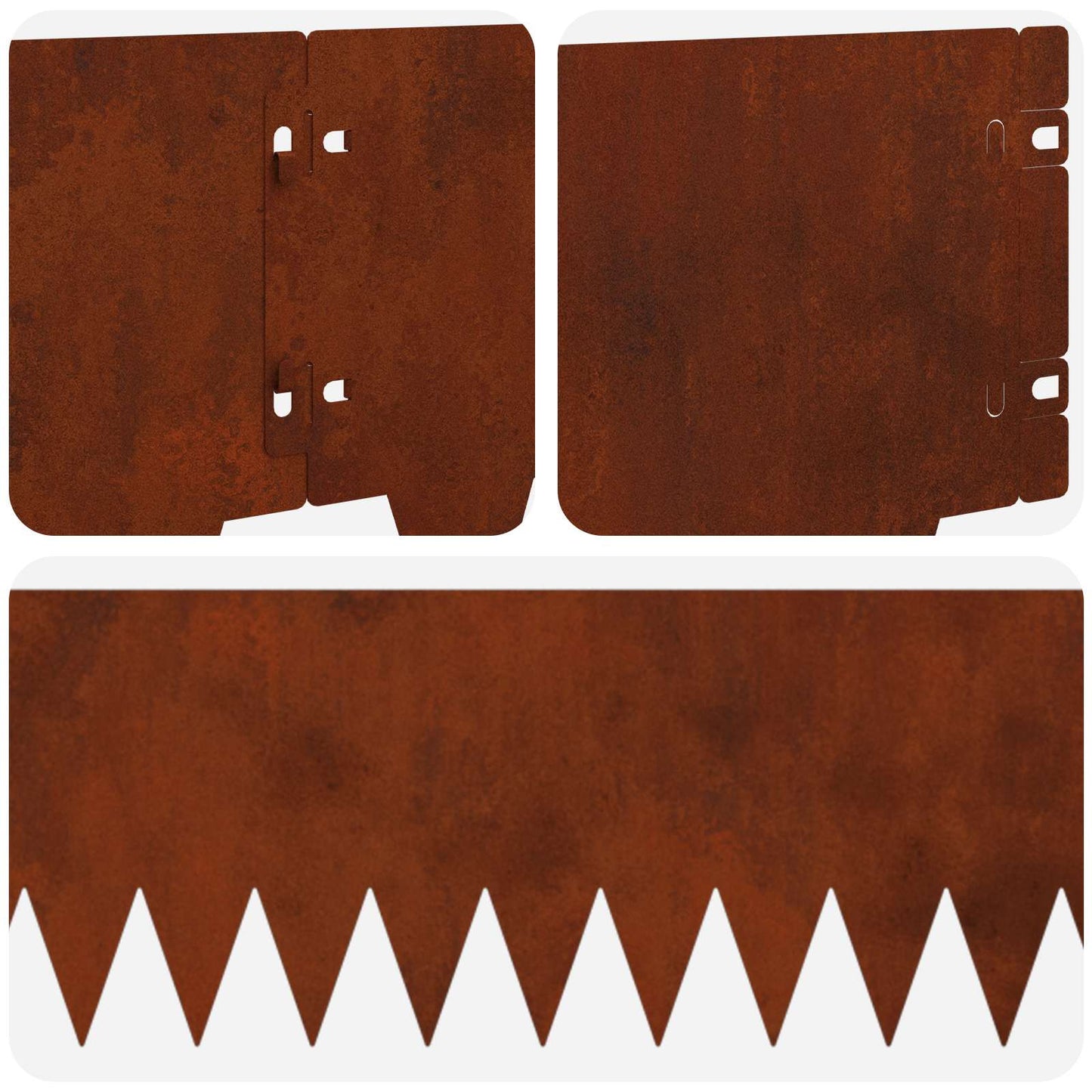 Bordura per Prato 10 pcs 103 x 20 cm metallo Ruggine | homemem39