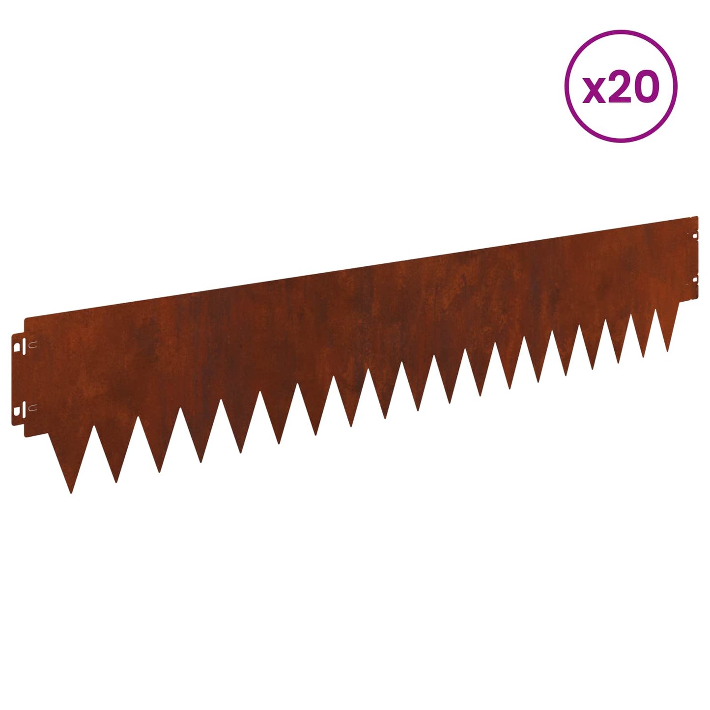 Bordura per Prato 20 pcs 103 x 20 cm metallo Ruggine | homemem39