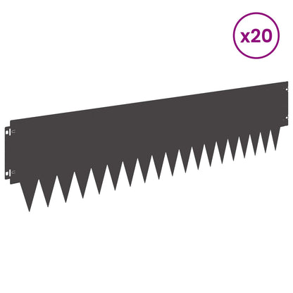 Bordura per Prato 20 pcs 103 x 25 cm metallo Nero | homemem39