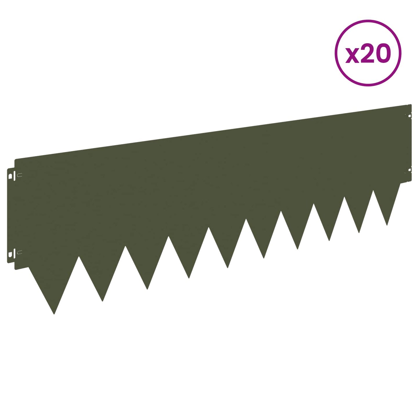 Bordura per Prato 20 pcs 103 x 30 cm metallo Verde Oliva | homemem39