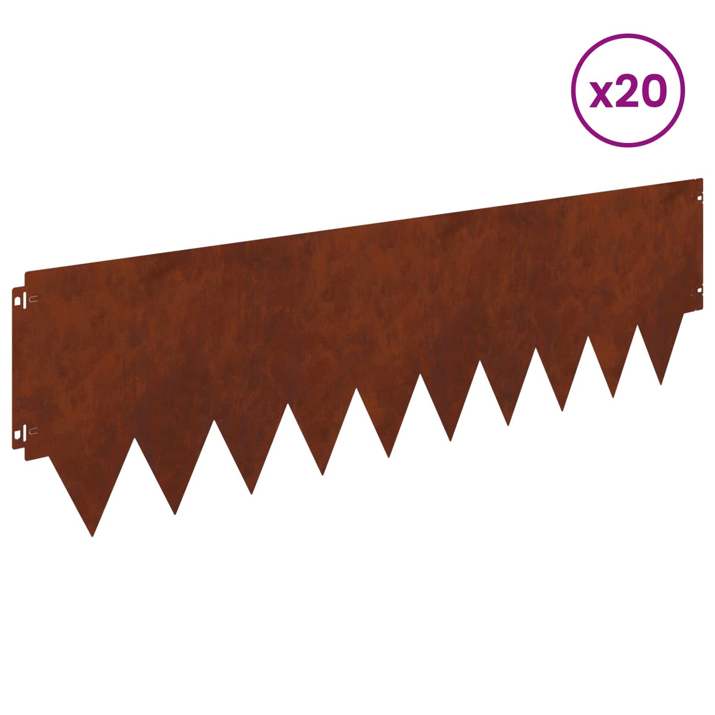 Bordura per Prato 20 pcs 103 x 30 cm metallo Ruggine | homemem39