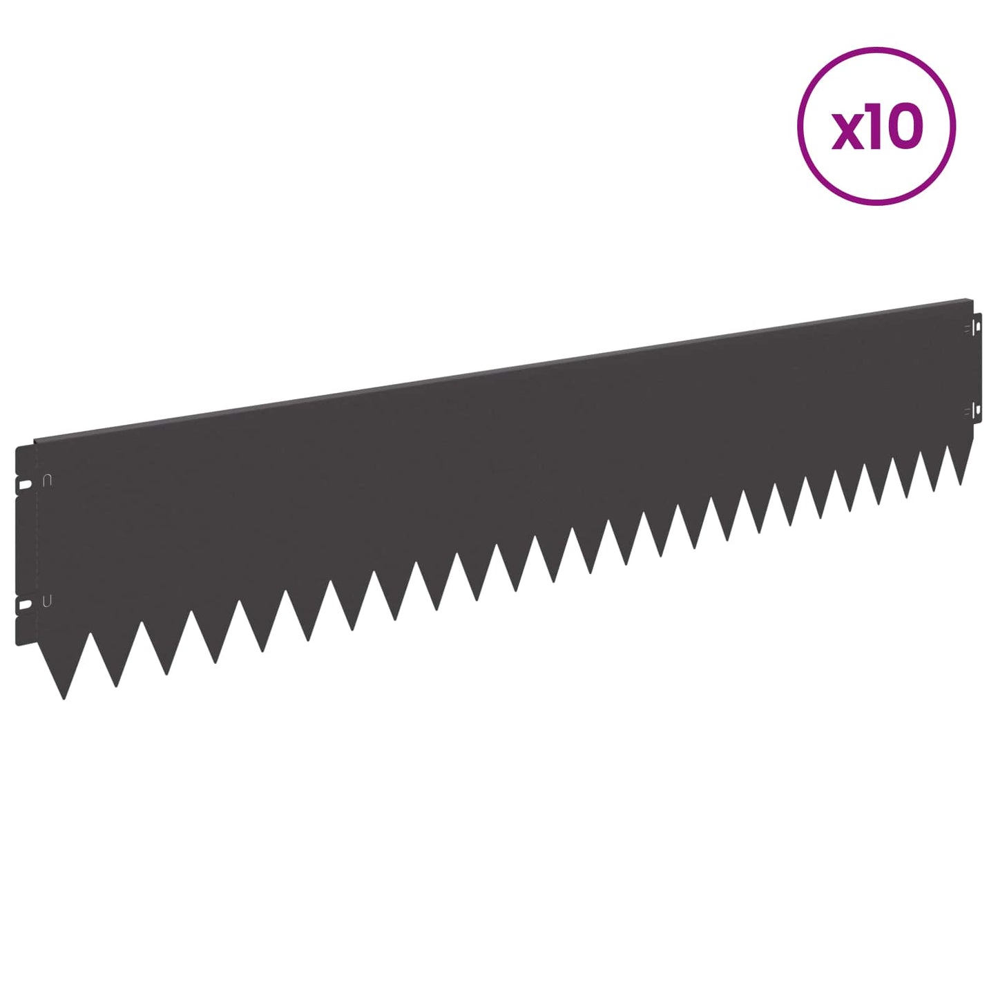 Bordura per Prato 10 pcs 103 x 20 cm Acciaio Nero | homemem39