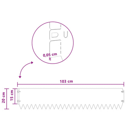 Bordura per Prato 20 pcs 103 x 20 cm Acciaio Argento | homemem39