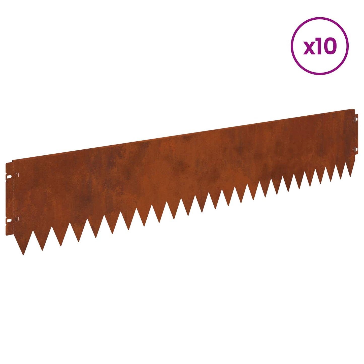 Bordura per Prato 10 pcs 103 x 20 cm Acciaio Ruggine | homemem39